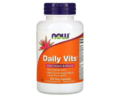 Мультивитамины и минералы, Daily Vits, Now Foods, 1 в день, 120 вегетарианских капсул