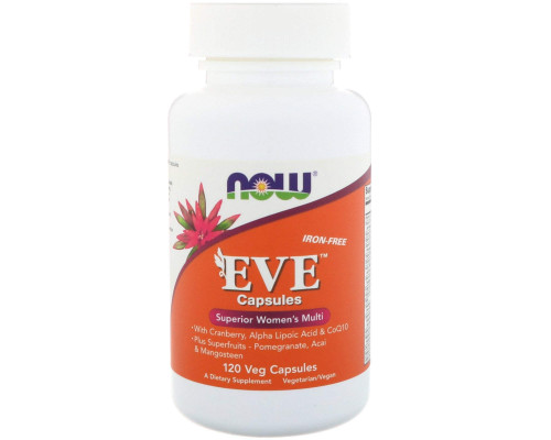 Витамины для женщин Ева, Eve Women's Multi, Now Foods, превосходный комплекс, без железа, 120 вегетарианских капсул