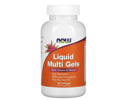 Мультивитамины, Liquid Multi Gels, Now Foods, 180 гелевых капсул