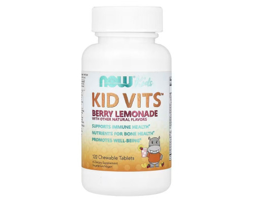 Витамины для детей, Kid Vits, Now Foods, Kids, ягодный лимонад, 120 жевательных таблеток