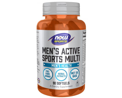 Мультивитамины для мужчин, Men's Active Sports Multi, Now Foods, Sports, 90 гелевых капсул