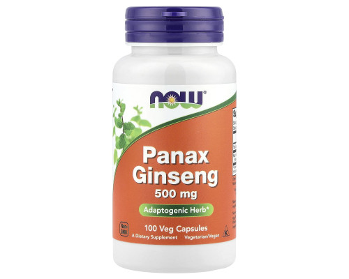 Женьшень, Panax Ginseng, Now Foods, 500 мг, 100 вегетарианских  капсул