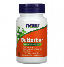 Белокопытник лекарственный, пиретрум, Butterbur, Now Foods, 60 вегетарианских капсул