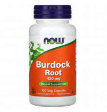 Корень лопуха, Burdock Root, NOW Foods, 430 мг, 100 веганских капсул