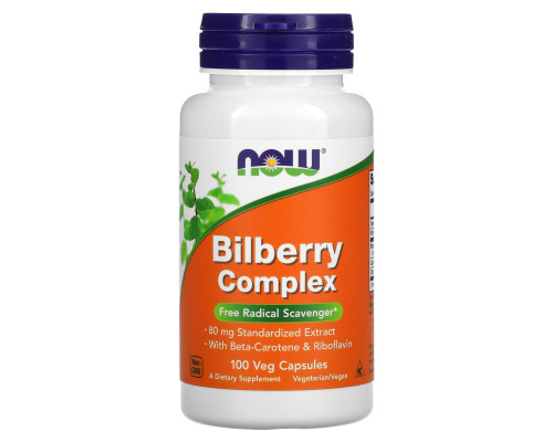 Черника для зрения, Bilberry Complex, Now Foods, комплекс, 100 вегетарианских капсул