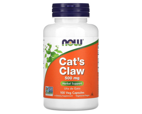 Кошачий коготь, Cat's Claw, NOW Foods, 500 мг, 100 вегетарианских капсул