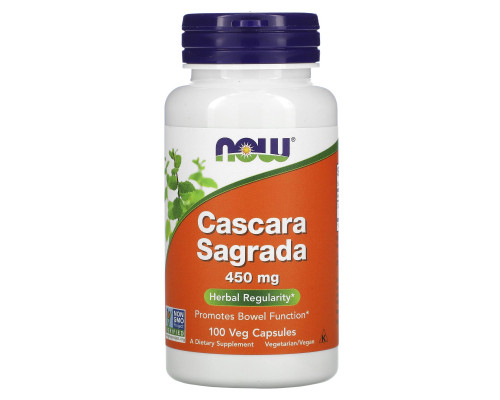 Каскара саграда, Cascara Sagrada, Now Foods, 450 мг, 100 капсул