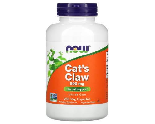 Кошачий коготь (Cat's Claw), Now Foods, 500 мг, 250 вегетарианских капсул