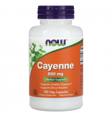 Кайенский перец, Cayenne, Now Foods, 500 мг, 100 вегетарианских капсул