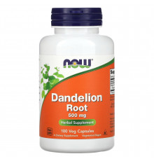 Корень одуванчика, Dandelion Root, Now Foods, 500 мг, 100 вегетарианских  капсул