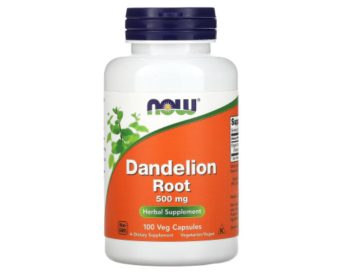 Корень одуванчика, Dandelion Root, Now Foods, 500 мг, 100 вегетарианских  капсул