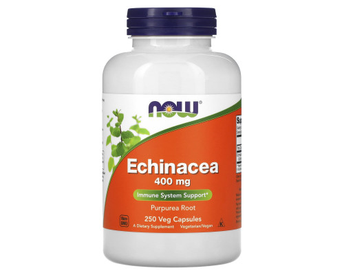 Эхинацея, Echinacea, Now Foods, 400 мг, 250 вегетарианских капсул