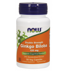 Гинкго Билоба, Ginkgo Biloba, Now Foods, двойная сила, 120 мг, 50 вегетарианских капсул