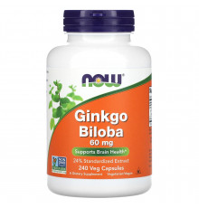 Гинкго Билоба, Ginkgo Biloba, Now Foods, 60 мг, 240 вегетарианских капсул