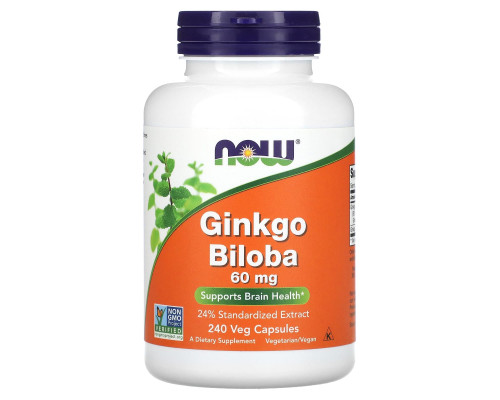 Гинкго Билоба, Ginkgo Biloba, Now Foods, 60 мг, 240 вегетарианских капсул