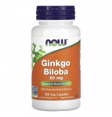 Гинкго Билоба, Ginkgo Biloba, Now Foods, 60 мг, 120 капсул