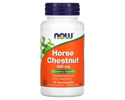 Конский каштан и рутин, Horse Chestnut, Now Foods, 300 мг, 90 вегетарианских капсул