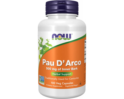 По д'арко, Pau D' Arco, Now Foods, 500 мг, 100 капсул