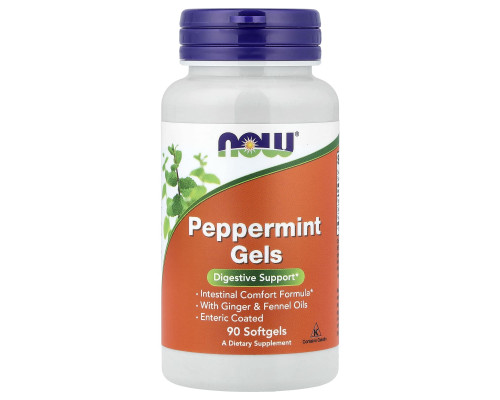 Мята перечная, Peppermint Gels, Now Foods, 90 гелевых капсул