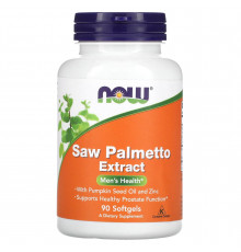 Со Пальметто с маслом семян тыквы и цинком, Saw Palmetto, Now Foods, мужское здоровье, экстракт, 160 мг, 90 гелевых капсул