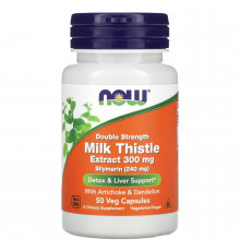 Расторопша, Milk Thistle, Now Foods, экстракт, двойная сила, 300 мг, 50 вегетарианских капсул