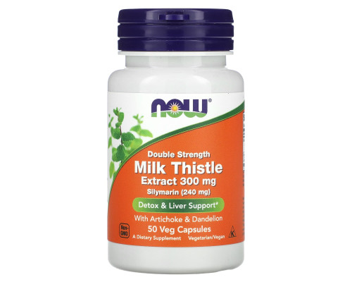 Расторопша, Milk Thistle, Now Foods, экстракт, двойная сила, 300 мг, 50 вегетарианских капсул
