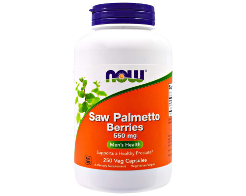 Со Пальметто, Saw Palmetto, Now Foods, ягоды, 550 мг, 250 вегетарианских капсул
