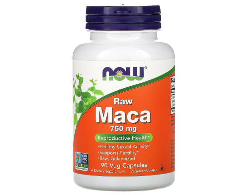 Мака (Maca), Now Foods, сырая, 750 мг, 90 вегетарианских капсул