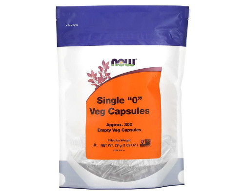Пустые капсулы "0", Single "0" Veg Capsules, Now Foods, 300 пустых вегетарианских капсул (29 г)