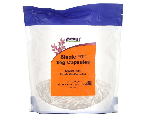 Пустые капсулы "0", Single "0" Veg Capsules, Now Foods, 1000 пустых вегетарианских капсул