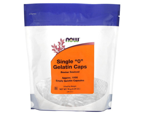 Пустые капсулы "0", Single "0" Gelatin Caps, Now Foods, 1000 пустых желатиновых капсул (96 г)