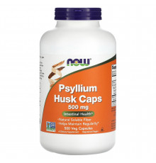 Подорожник, шелуха из семян, Psyllium Husk, Now Foods, 500 мг, 500 вегетарианских капсул