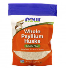 Подорожник, Whole Psyllium Husks, Now Foods, целая шелуха, 454 г