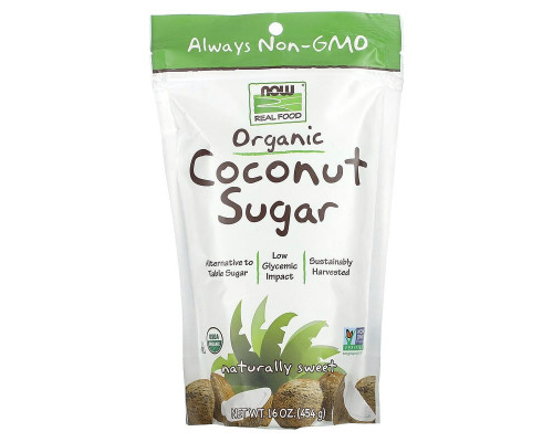 Кокосовый сахар, Coconut Sugar, NOW Foods, Real Food, органик, 454 гр