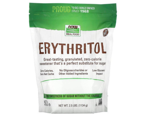 Эритритол, сахарозаменитель, Erythritol, Now Foods, Real Food, 1134 г
