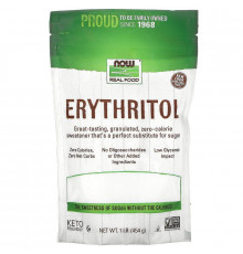 Эритритол (сахарозаменитель),  Erythritol, Now Foods, Real Food, 454 гр
