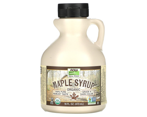 Кленовый сироп, Maple Syrup, Now Foods, Real Food, органик, класс A, темный цвет, 473 мл