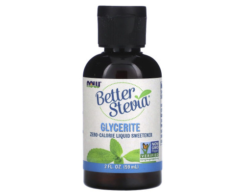 Стевия, Better Stevia, Now Foods, жидкий подсластитель с нулевой калорийностью, глицерит, 59 мл