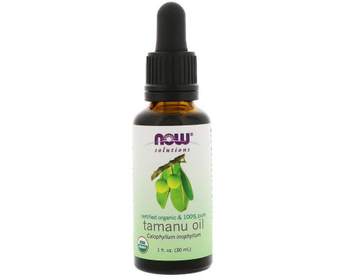 Масло таману, Tamanu Oil, Now Foods, Solutions, 100% чистое, органическое, сертифицированное, 30 мл