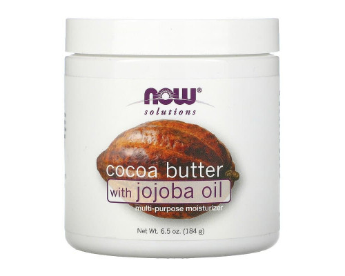 Масло какао с маслом жожоба (Cocoa Butter, Jojoba Oil), Now Foods, Solutions, 184 мл