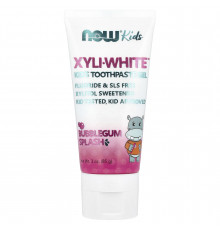 Зубной гель детский, Kids Toothpaste Gel, Now Foods, Solutions, жевательная резинка, 85 г