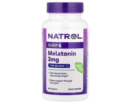 Мелатонин, Melatonin TR, Natrol, 3 мг, 100 таблеток