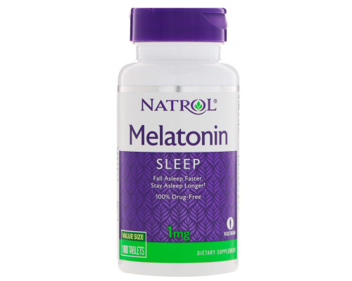 Мелатонин, Melatonin, Natrol, 1 мг, 180 таб.