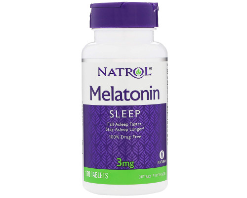 Мелатонин, Melatonin, Natrol, 3 мг, 120 таб.