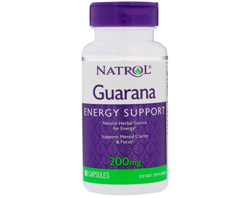 Витамины для мозга (Гуарана), Guarana, Natrol, 200 мг, 90 капсул