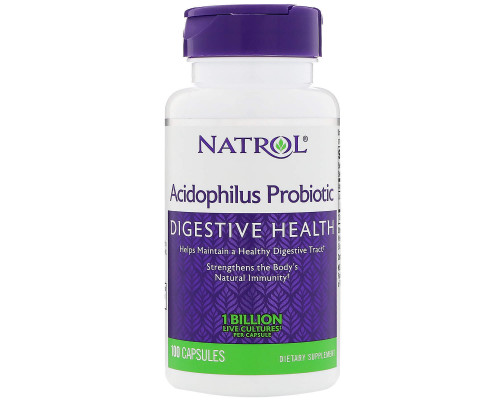 Пробиотики, Acidophilus Probiotic, Natrol, 1 млрд, 100 капсул
