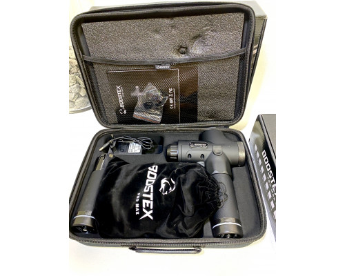 Ударний перкусійний масажер Boostex PRO MАХ-30 режимів +20 насадок +запасна батарея 2500am/h +кейс (Чорний)