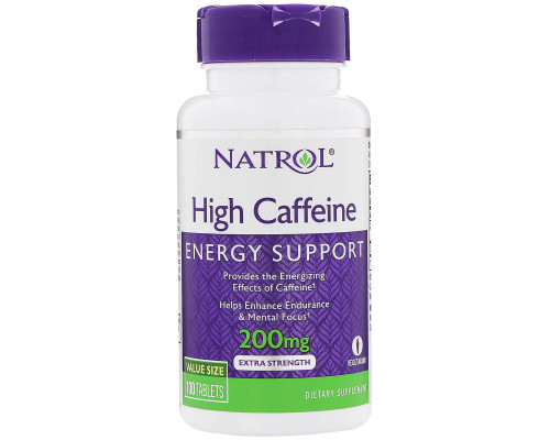 Кофеин, Caffeine, Natrol, 200 мг, 100 таблеток