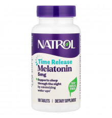 Мелатонин, Melatonin, Natrol, медленное высвобождение, повышенная сила действия, 5 мг, 100 таблеток