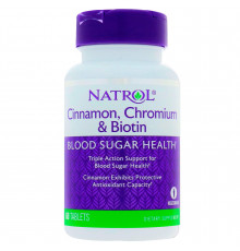 Корица для снижения сахара, Cinnamon Biotin Chromium, Natrol, 60 таблеток